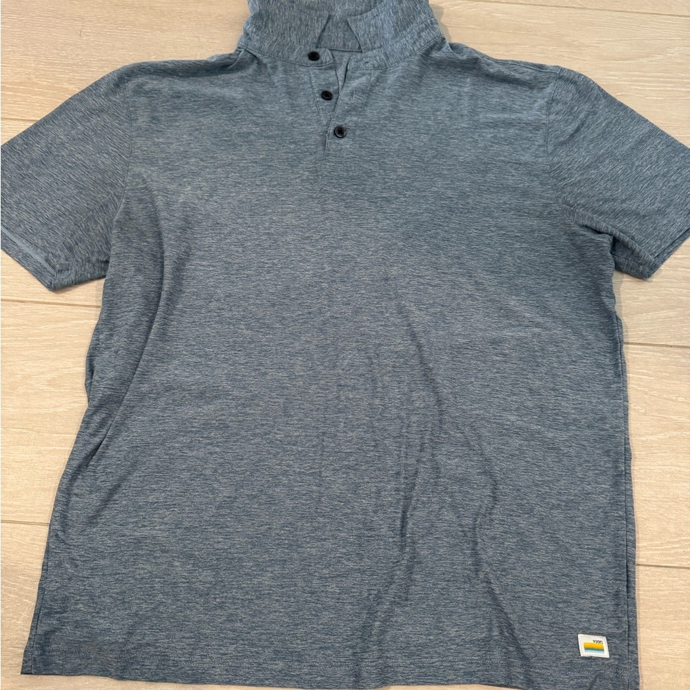 Vuori Heather Grey Polo Shirt Soft Cotton Blend